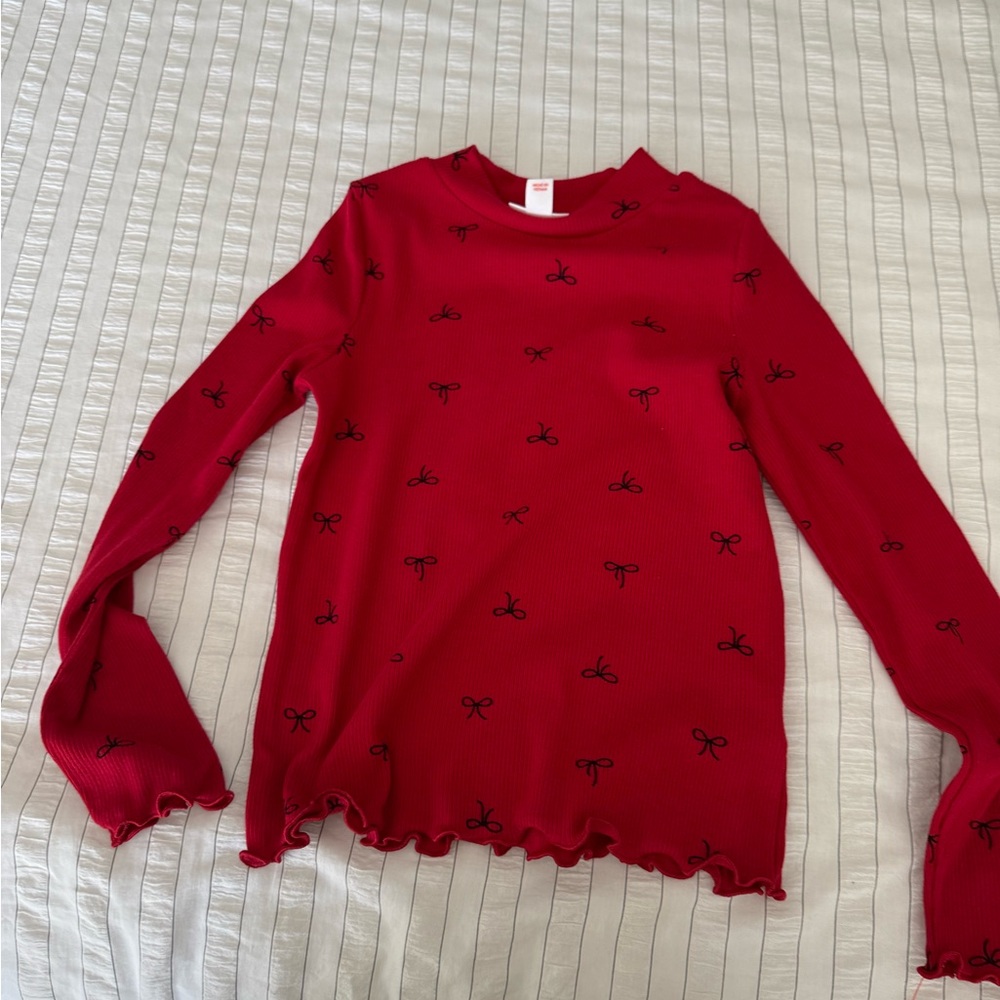 Cat & Jack Vibrant Red Top with Black Bow Design